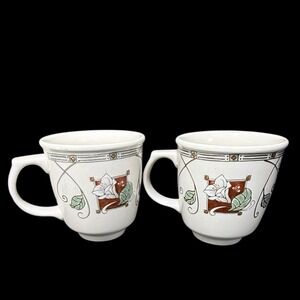 Pfaltzgraff Mission Flower Coffee/Tea Mugs 4 1/8"H  (set of 2) USA